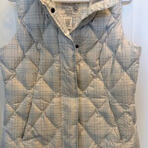 Eddie Bauer Goose Down Puffer Vest White Blue Plaid Women M